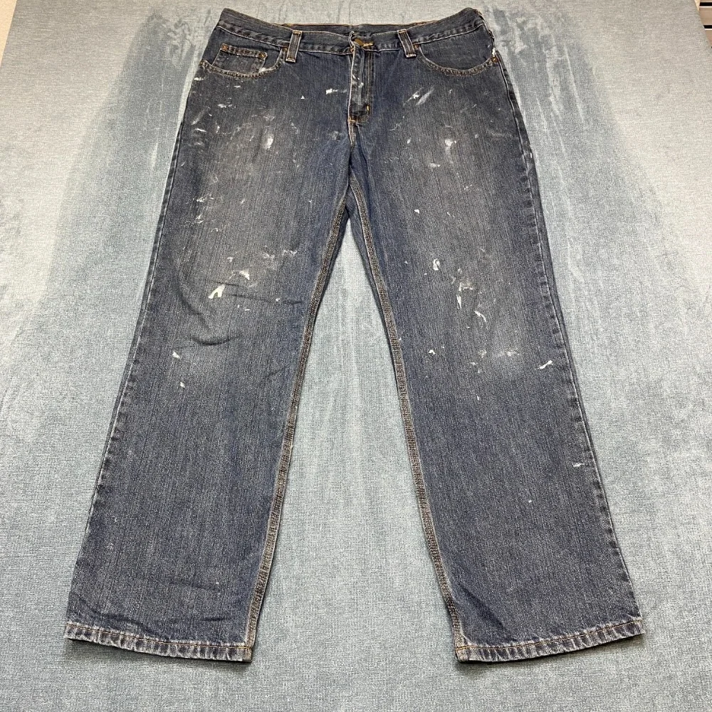 Vintage Carhartt Jeans Mens 38x30 Blue Denim Everyday Wear Relaxed Fit Wide Leg